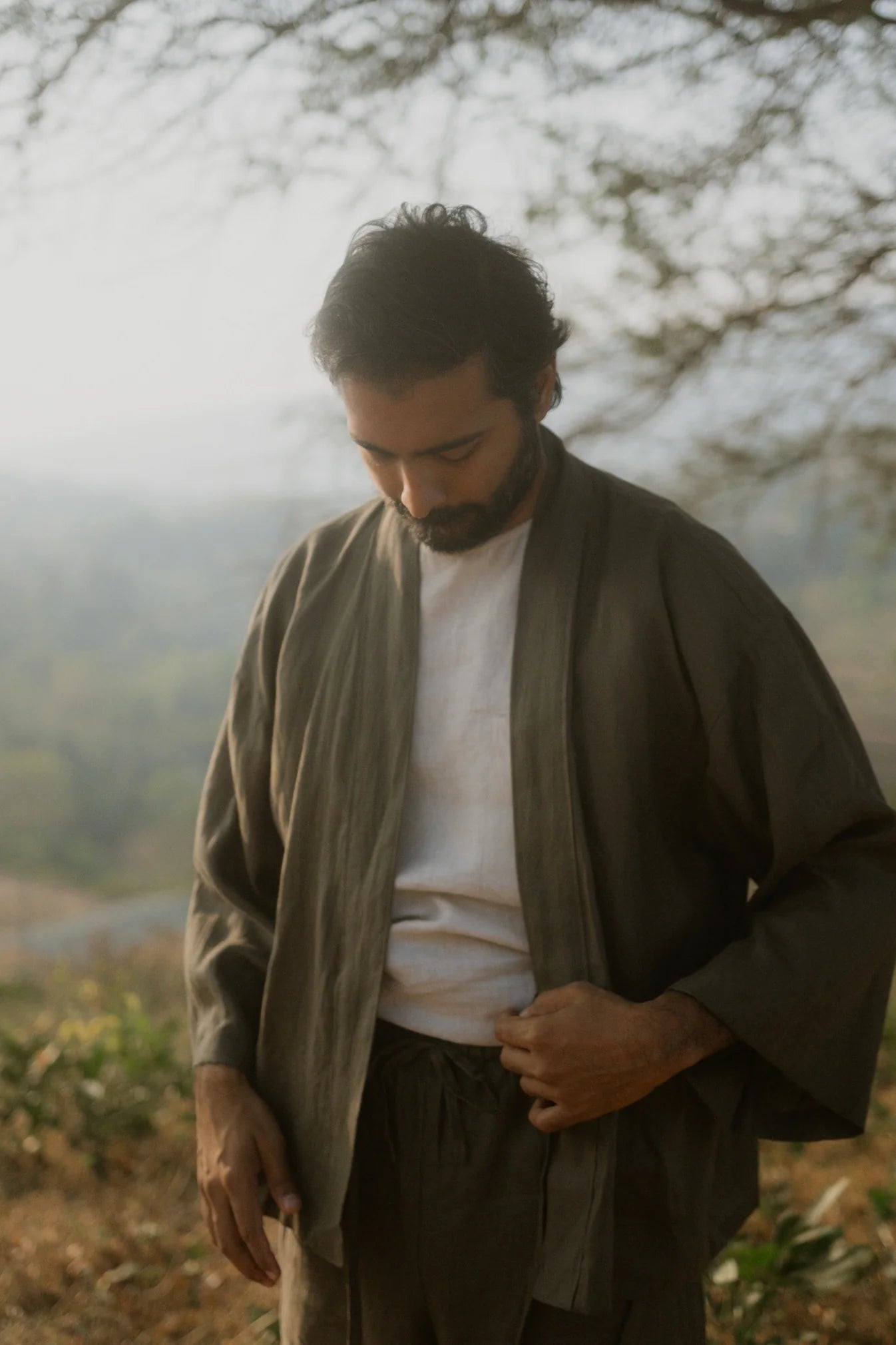 Japanese Samue inspired linen overshirt