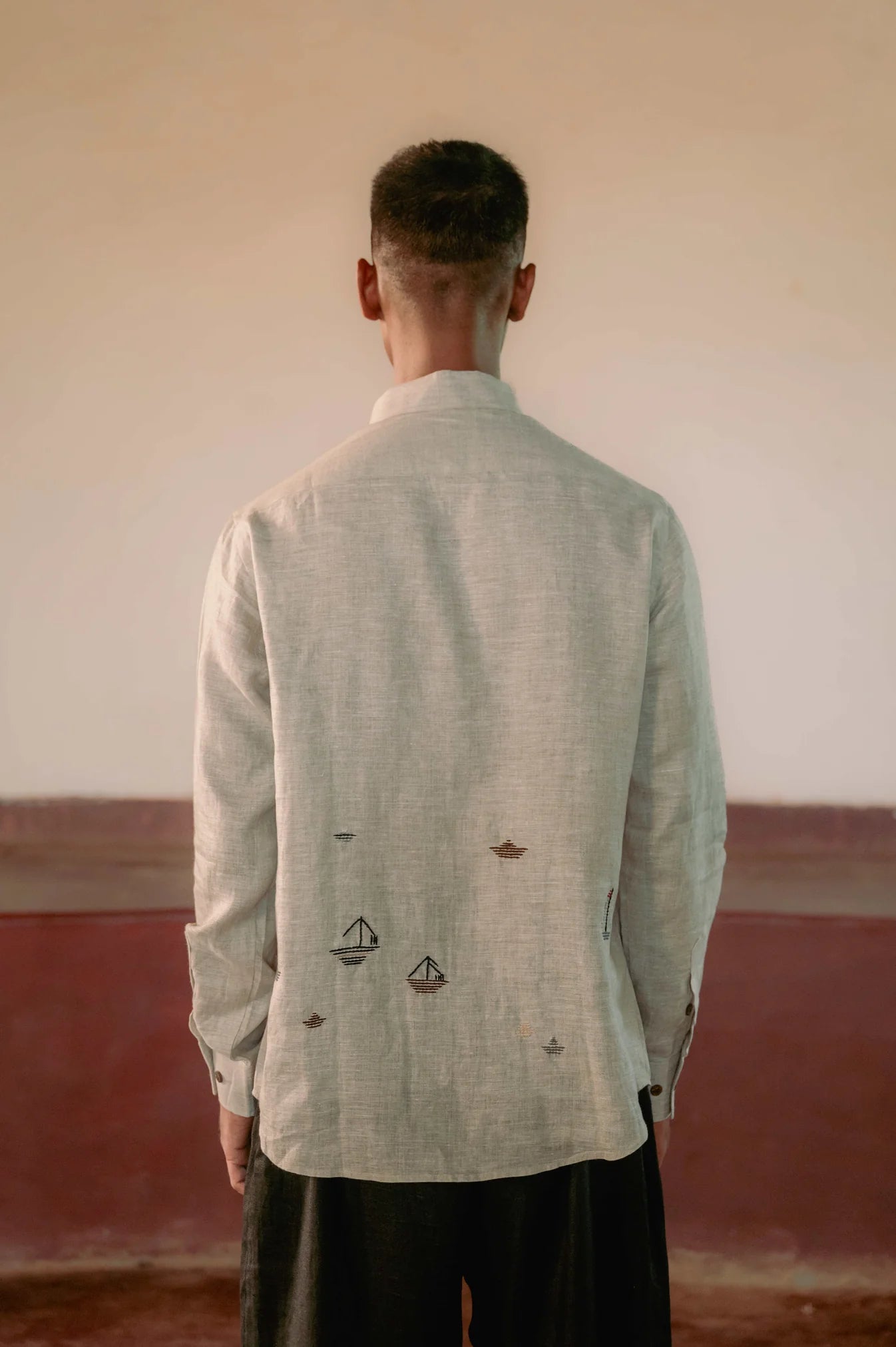 Boats and ship full sleeves linen shirt