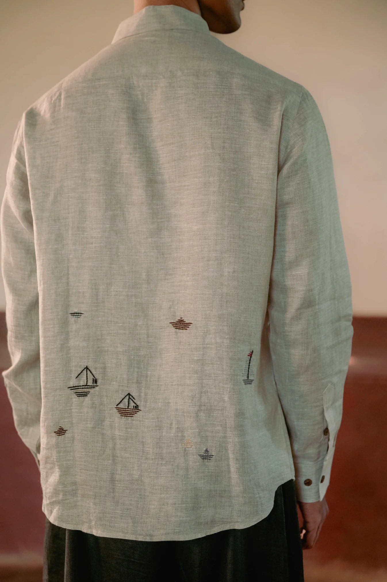 Boats and ship full sleeves linen shirt