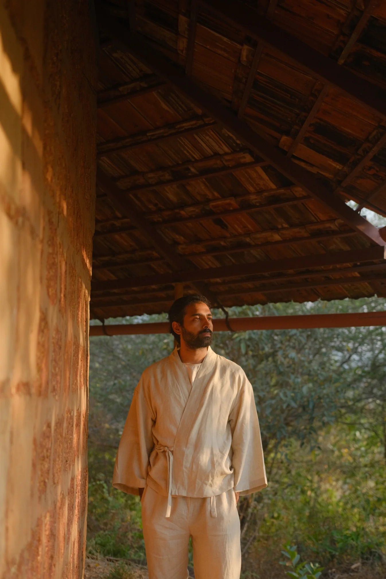 Japanese Samue inspired linen overshirt