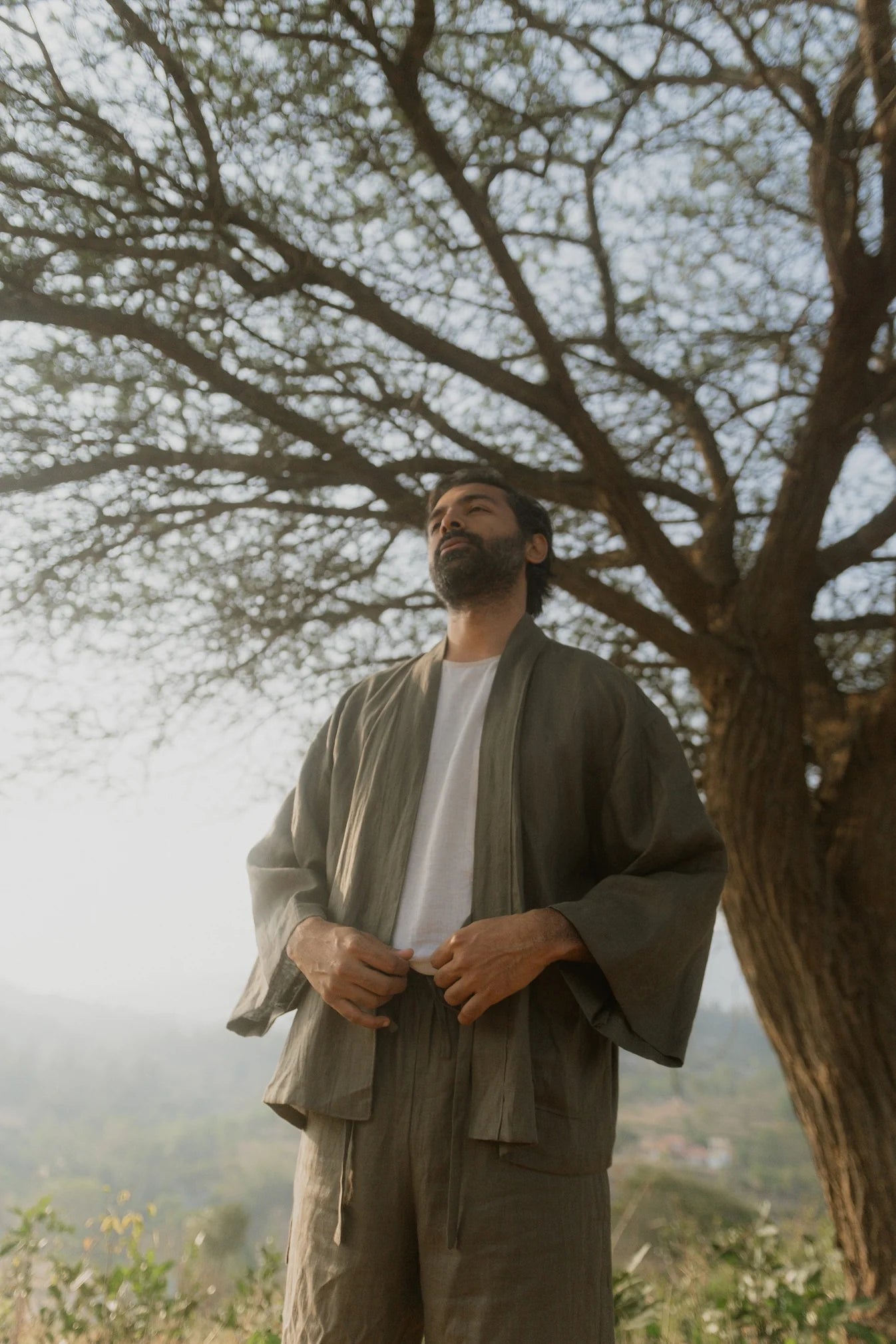 Japanese Samue inspired linen overshirt