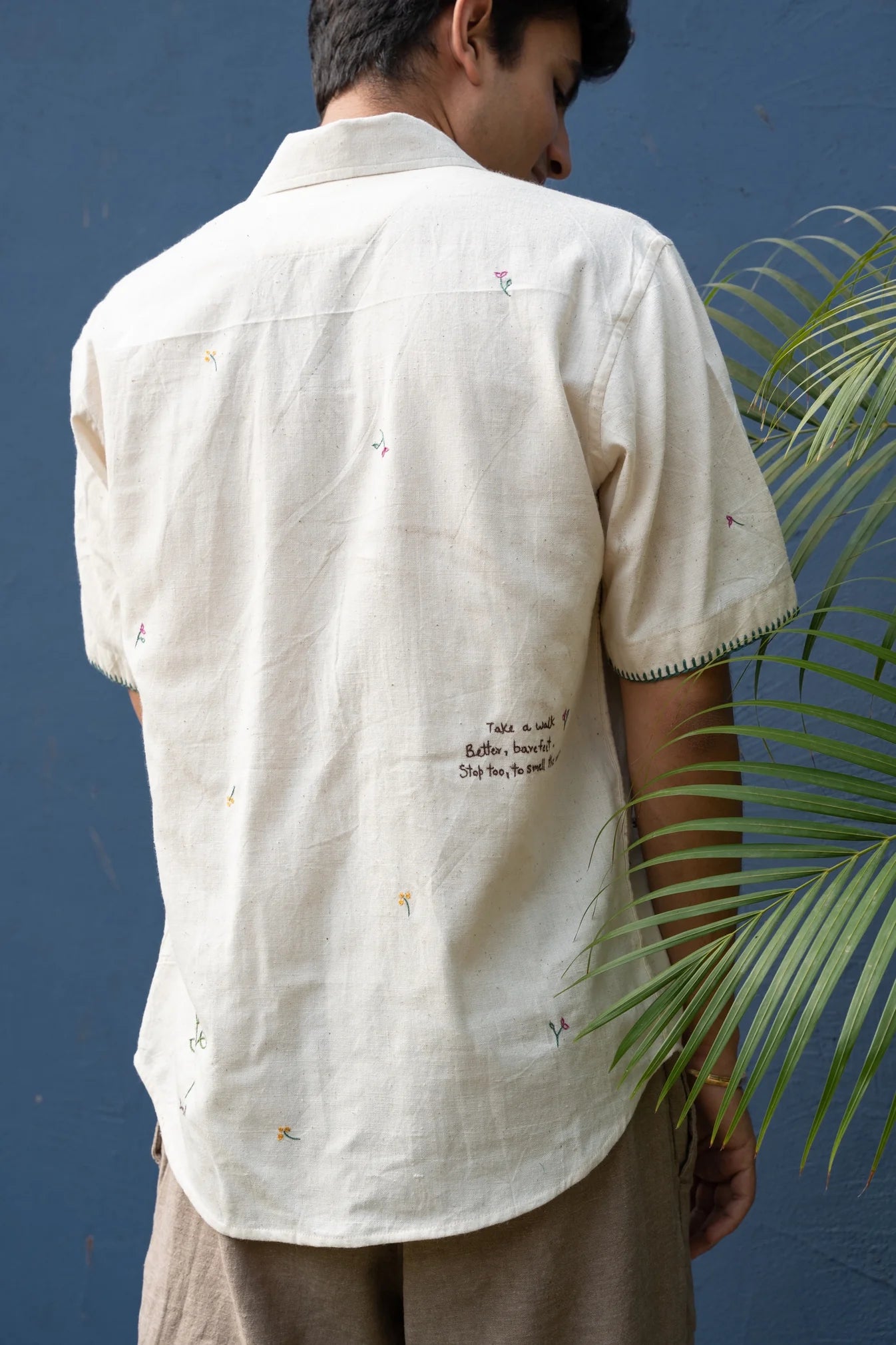 Lessons in botany off-white cotton shirt