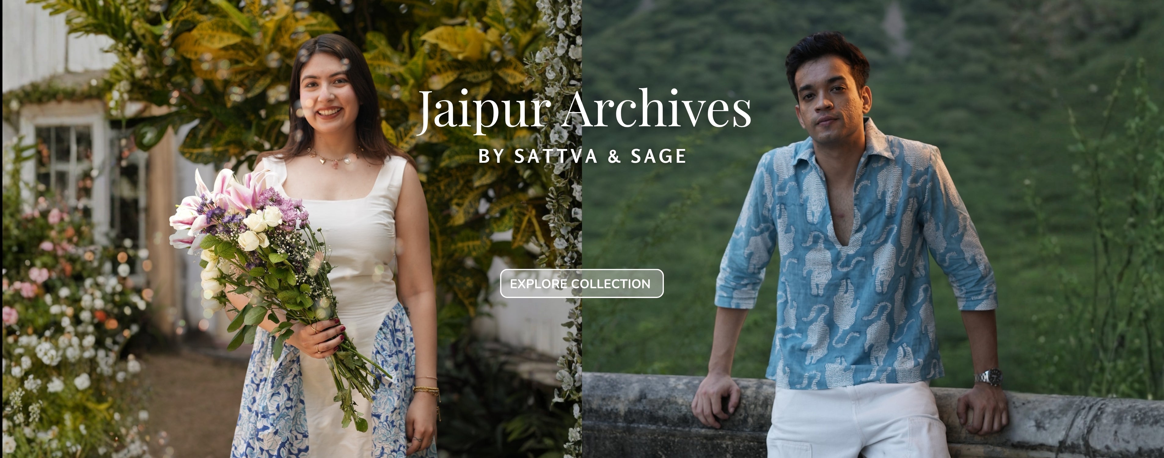 Two people in formal attire with 'Jaipur Archives' branding.