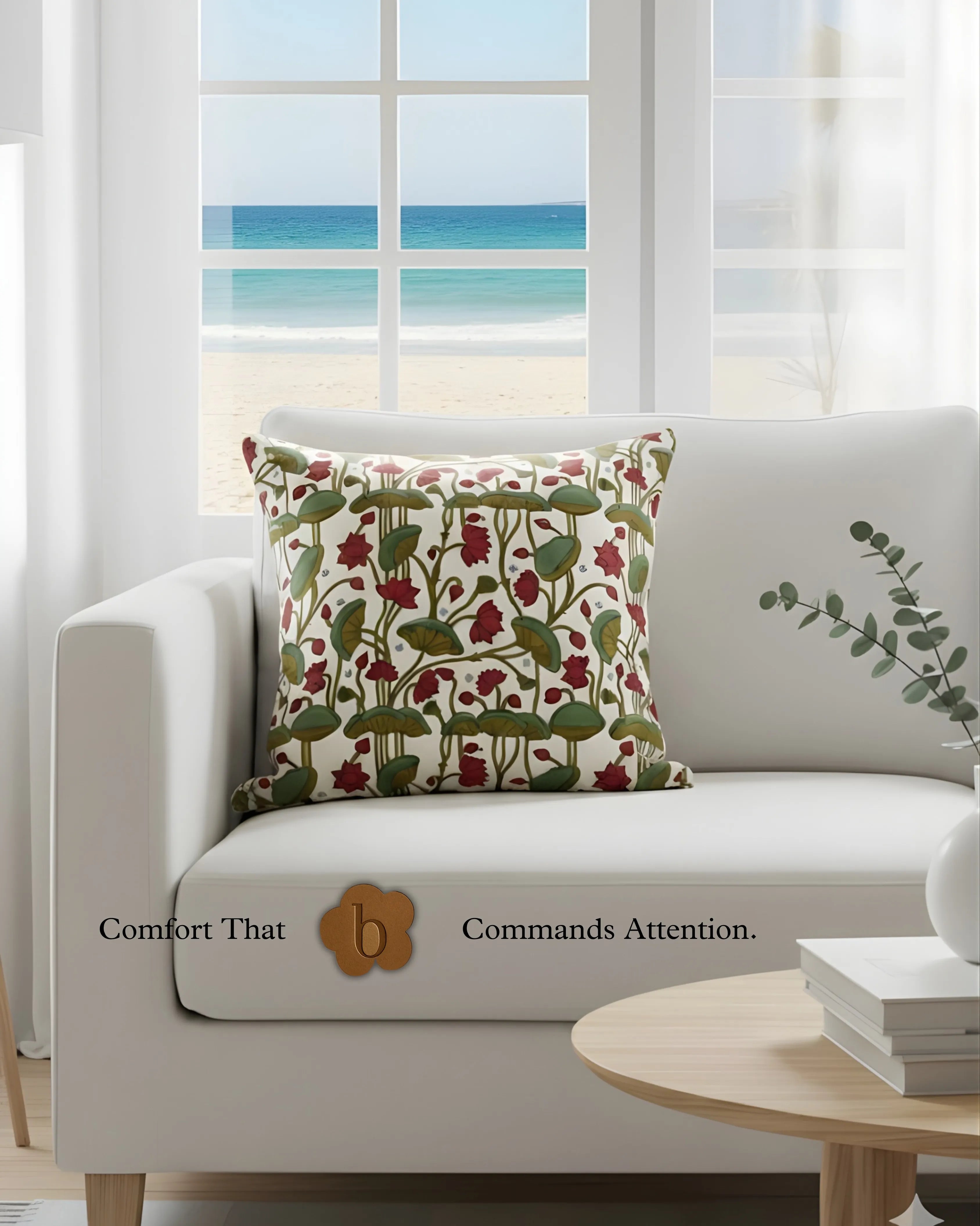 Lotus Pichwai Cushion Cover