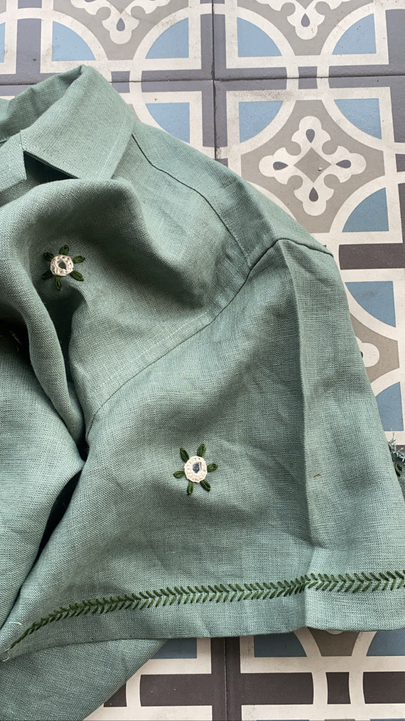 Mirror mirror green linen shirt