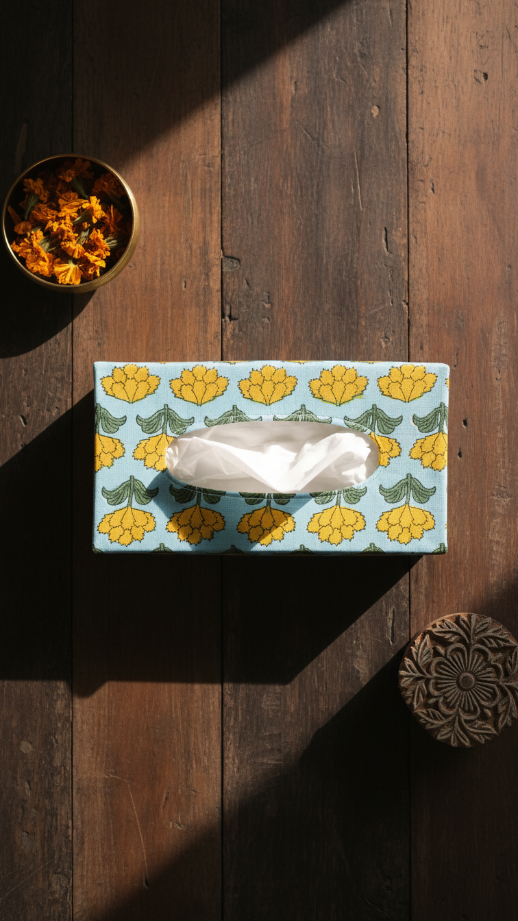 Handmade Block Print Tissue Box Cover | Indian Artisan Home Decor | Australia