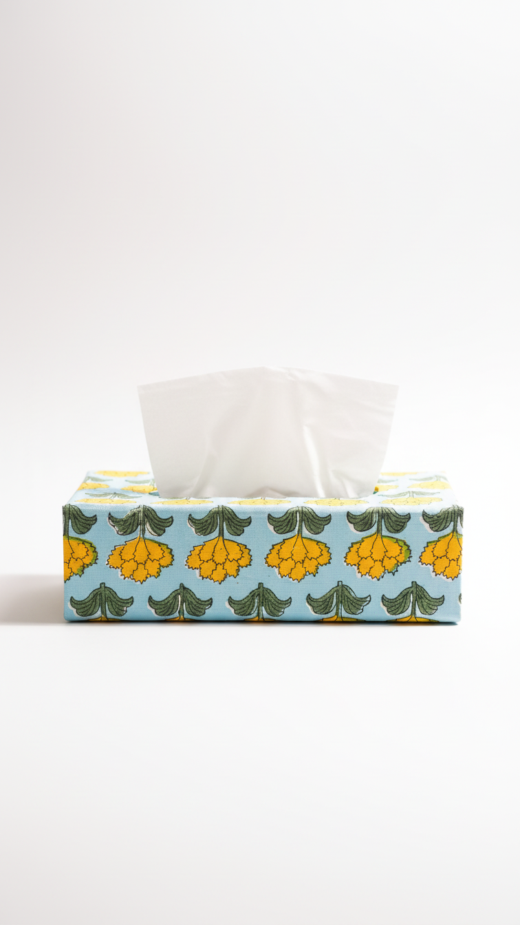 Handmade Block Print Tissue Box Cover | Indian Artisan Home Decor | Australia