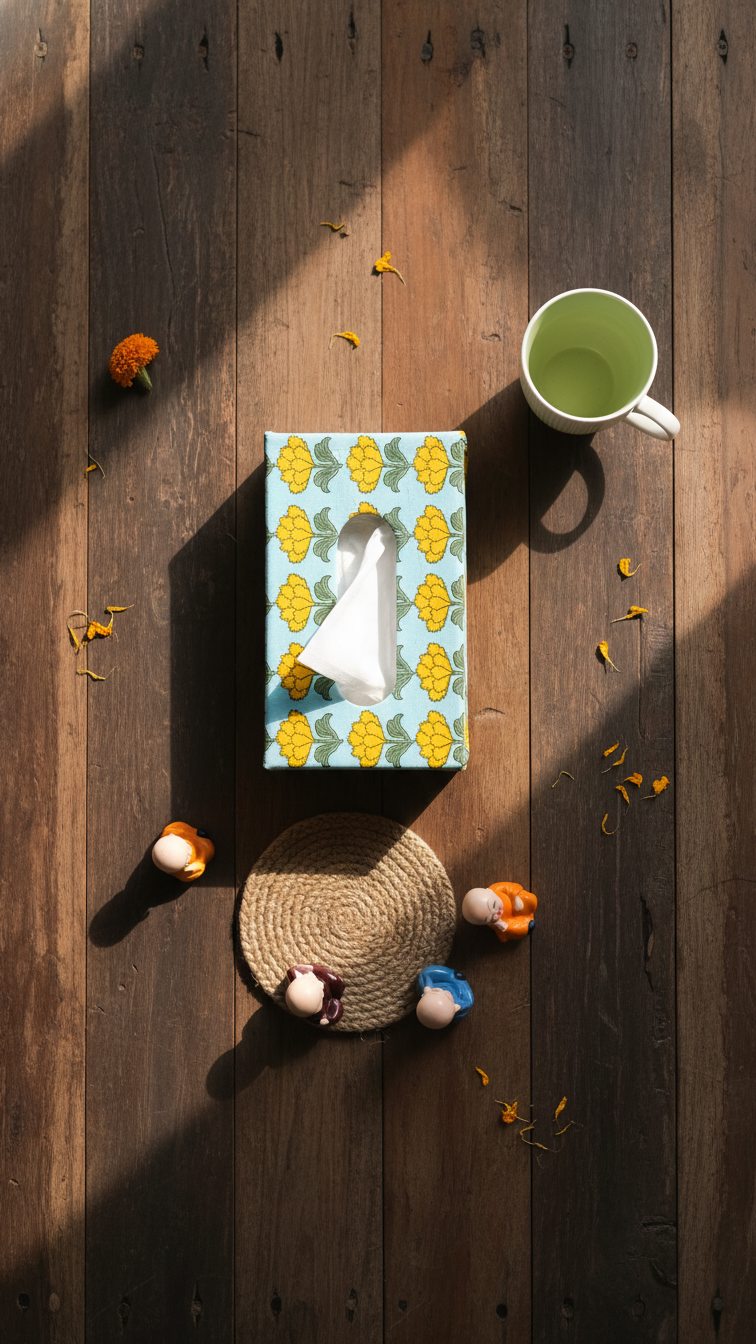 Handmade Block Print Tissue Box Cover | Indian Artisan Home Decor | Australia