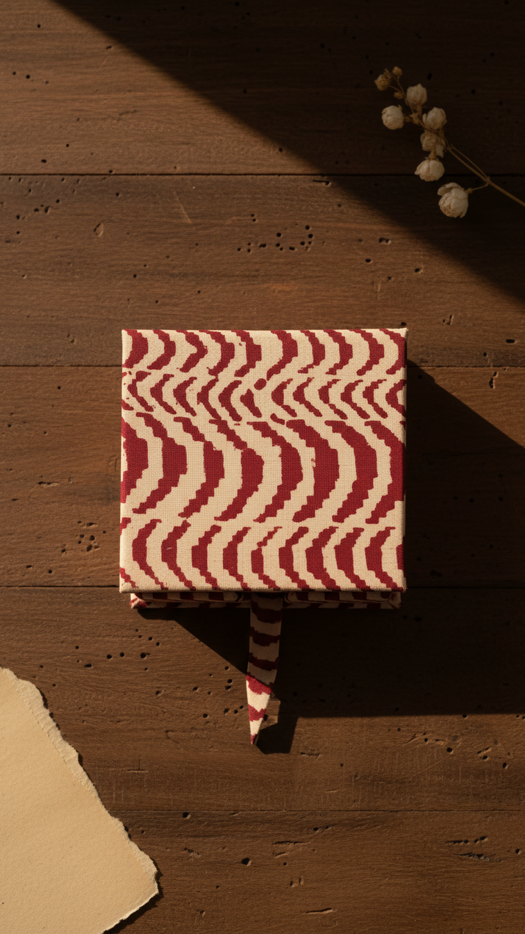 Handmade Block Print Slip Box | Sticky Notes | Indian Artisan Desk Organiser | Unique Gift Australia