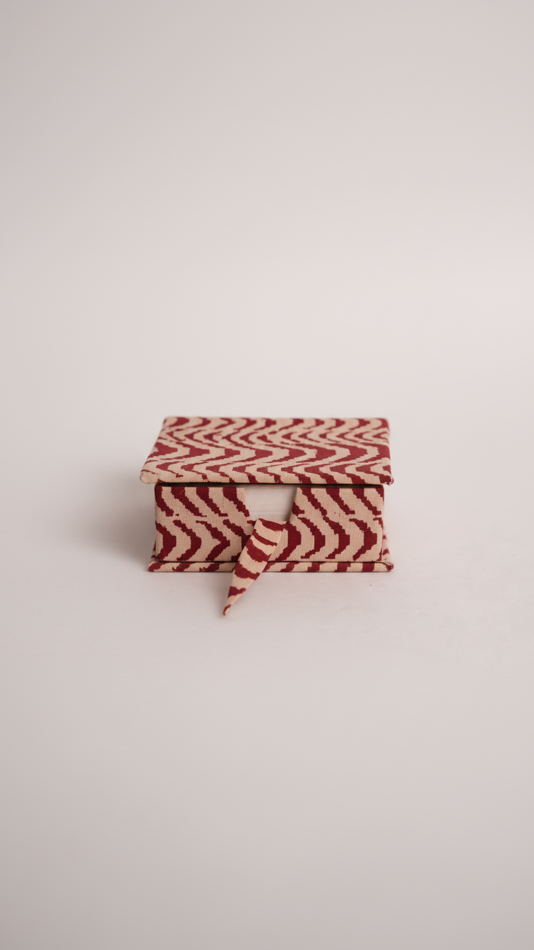 Handmade Block Print Slip Box | Sticky Notes | Indian Artisan Desk Organiser | Unique Gift Australia