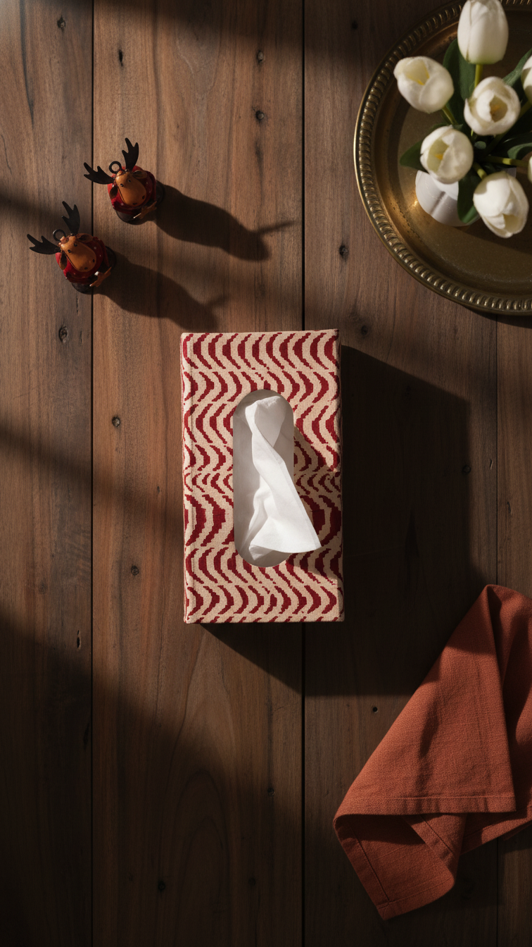 Handmade Block Print Tissue Box Cover | Indian Artisan Home Decor | Australia