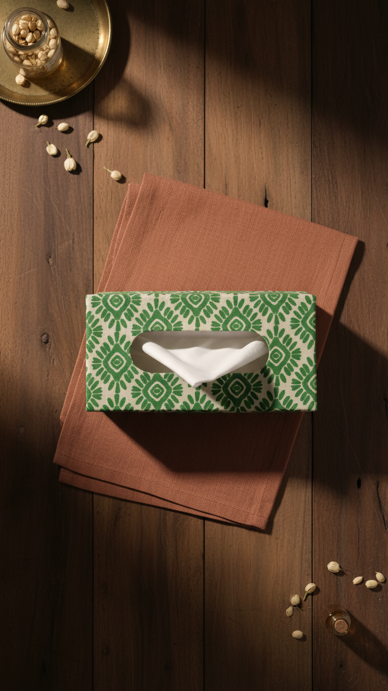 Handmade Block Print Tissue Box Cover | Indian Artisan Home Decor | Australia
