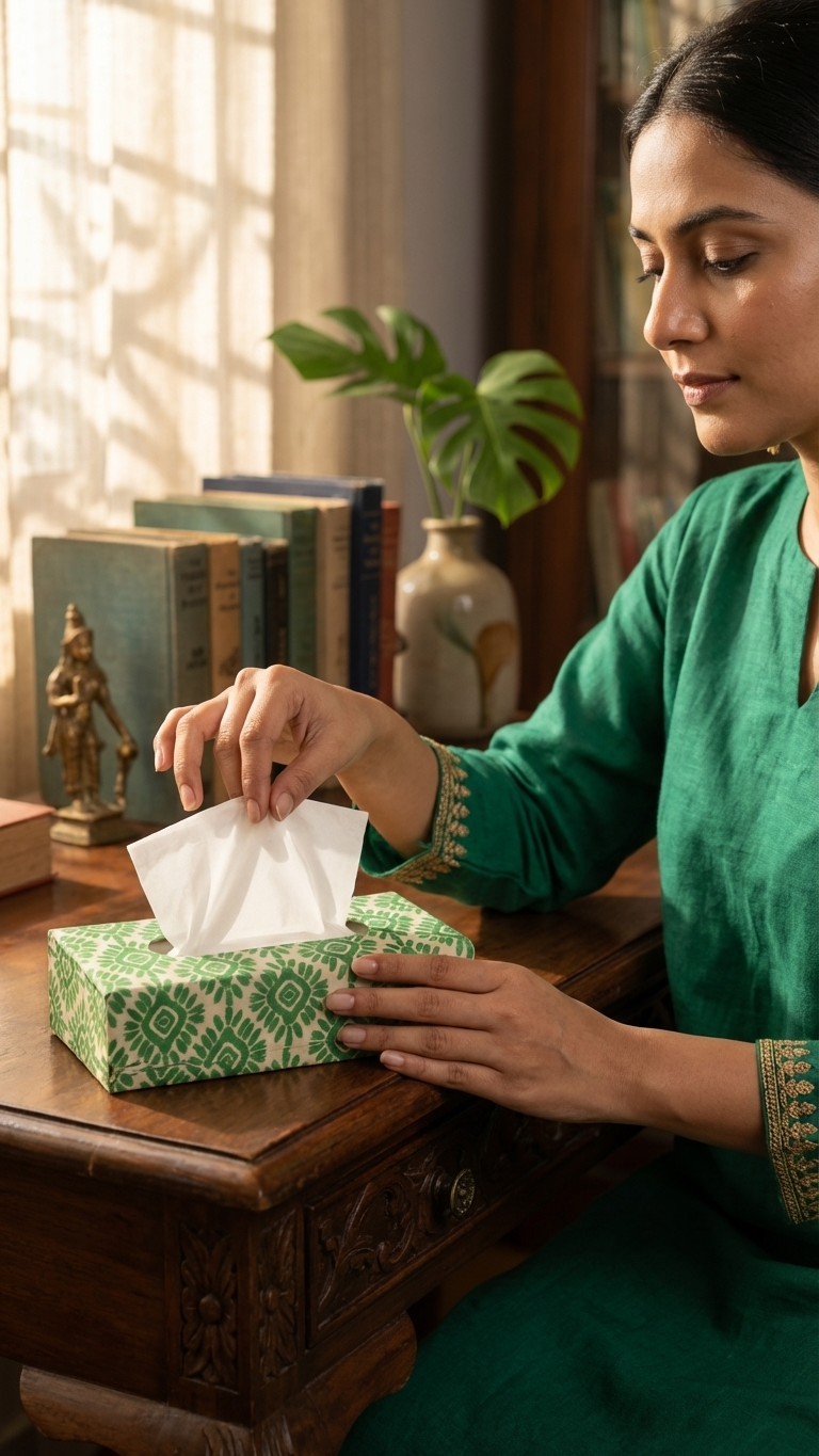 Handmade Block Print Tissue Box Cover | Indian Artisan Home Decor | Australia