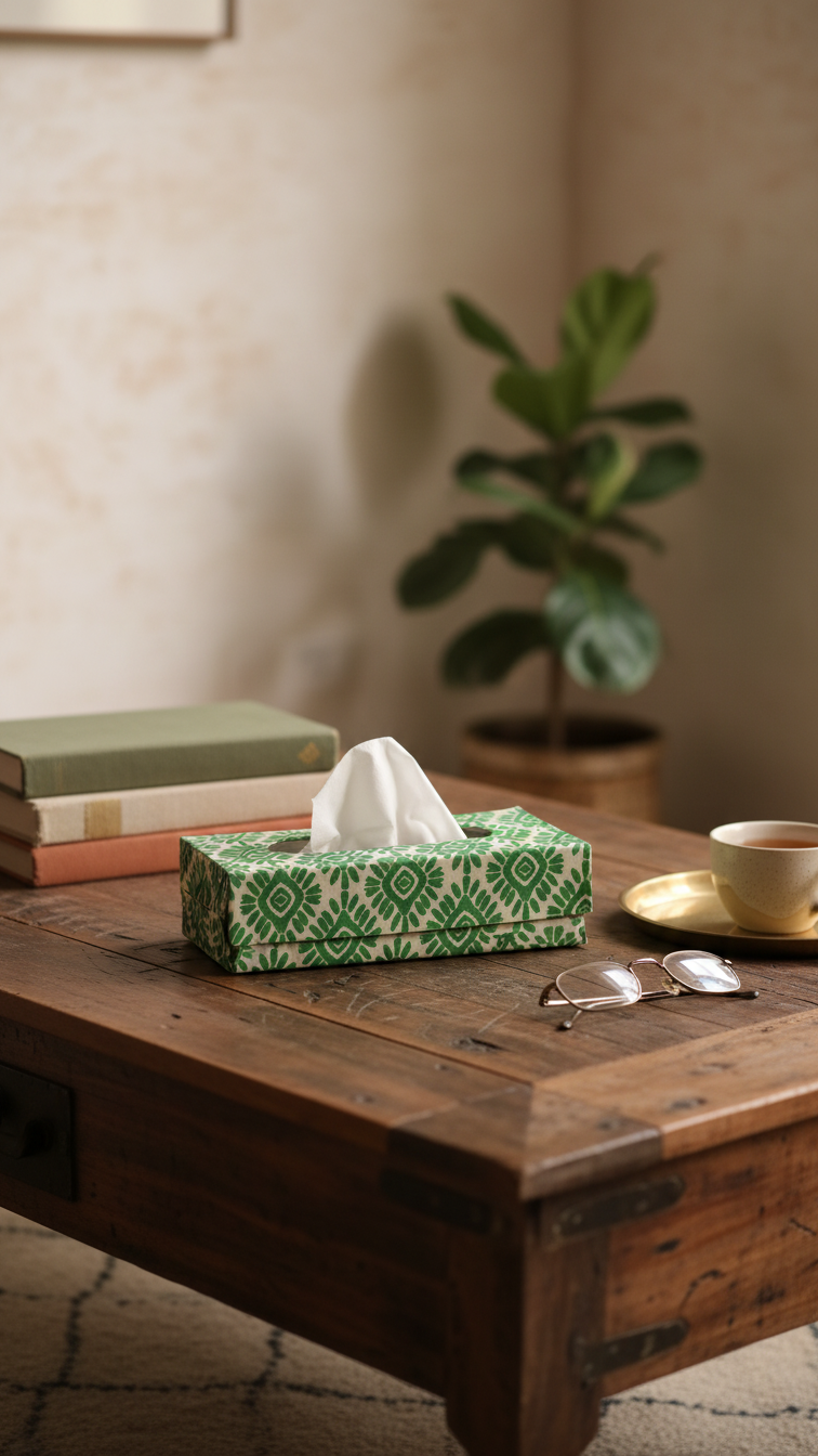 Handmade Block Print Tissue Box Cover | Indian Artisan Home Decor | Australia