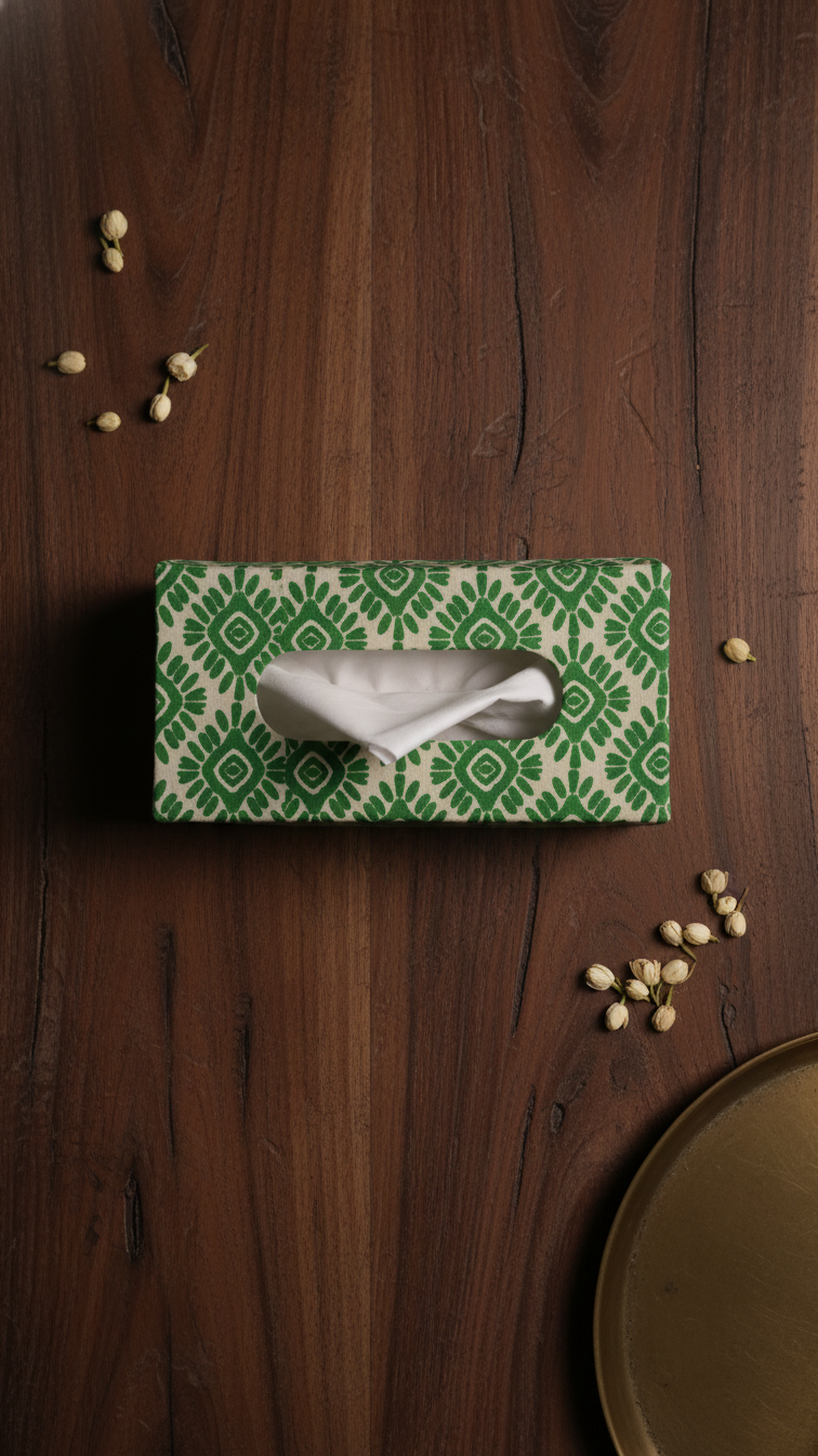 Handmade Block Print Tissue Box Cover | Indian Artisan Home Decor | Australia