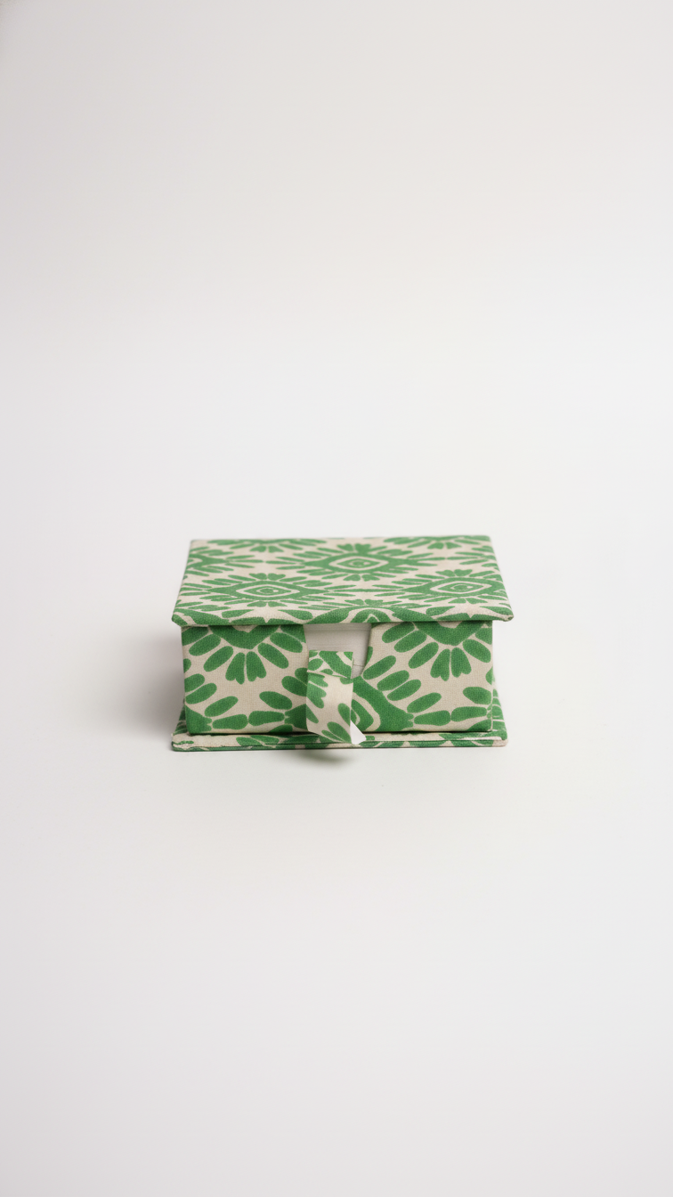 Handmade Block Print Slip Box | Sticky Notes | Indian Artisan Desk Organiser | Unique Gift Australia